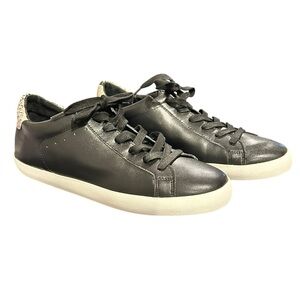 BANANA REPUBLIC Essential Sneakers Black Leather Faux Snakeskin Sock W 9.5 VGC